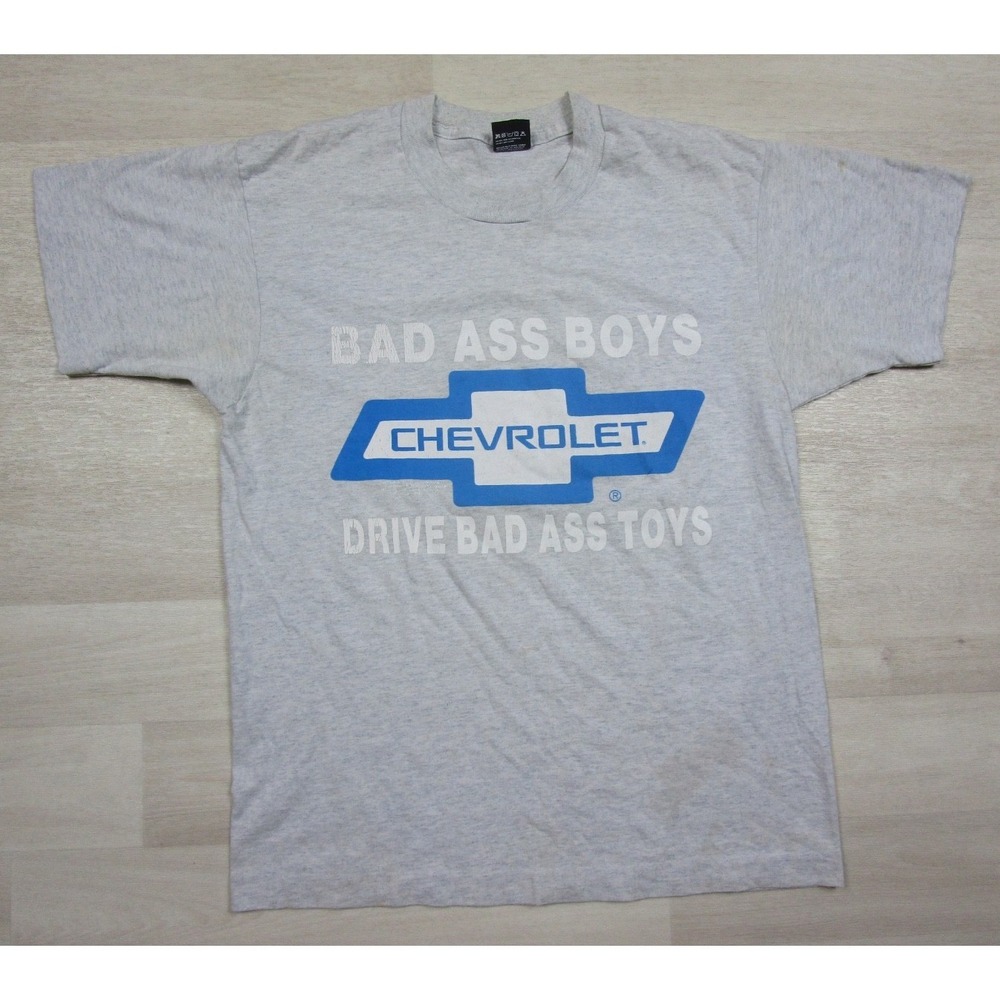 Vintage Chevrolet T-Shirt Mens Size (L) "Bad Ass Boys Drive Bad Ass Toys" Chevy
